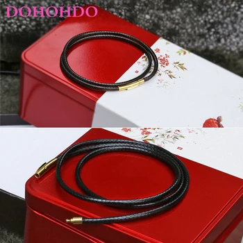 40-80cm 2/3mm Negru din Piele de Cablu Colier Cablu Ceara Coarda Dantela Cu Lanț din Oțel Inoxidabil Incuietoare Magnetică Pentru DIY Coliere Bijuterii