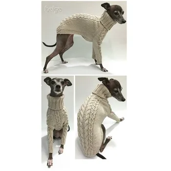 Mijlocii câine de talie mare culoare solidă pulover tricotate toamna și iarna guler înalt câine mare cald pulover pulover câine