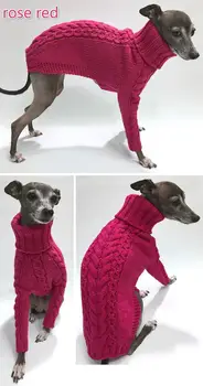 Mijlocii câine de talie mare culoare solidă pulover tricotate toamna și iarna guler înalt câine mare cald pulover pulover câine