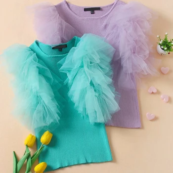 2020 Primavara Toamna Femei De Moda Violet Ochiuri Tricotate Îmbinare Tricouri Sexy Rochie Fără Mâneci Topuri Scurte Și Bluze Topuri Doamnelor Blusas