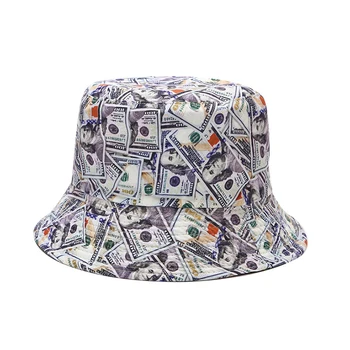 2020 Dolar Nou Print Reversibile Găleată Pălărie Bob Chapeau Femme Pălărie Pescar De Oameni Pescuit Găleată Pălării În Aer Liber Casquette