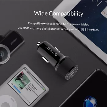 ORICO Masina Încărcător USB 5V2.1A 5V1A 15.5 W Max Iesire Dual Incarcator Auto pentru Samsung Huawei Tableta Xiaomi