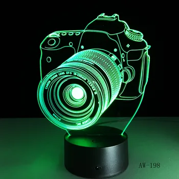 Noutatea Canon aparat de Fotografiat 3D Lampă cu LED-uri de Putere a Bateriei Atinge Lumina 7 Culori Schimbare USB Masă Lumină de Noapte Noptiera Decor AW-198