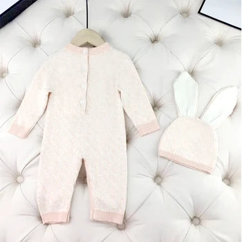 Noua moda de iarnă Scrisoare de stil nou-născut haine cald tricot pulover maneca Lunga copilul baietel fete Romper și pălărie set