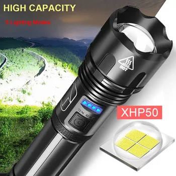 XHP50 Lanternă Puternică XHP50 USB Reîncărcabilă Lanterna LED-uri Utilizarea de Mare Capacitate Acumulator 26650 Impermeabil Camping Lumini
