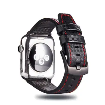 De lux Curea pentru Apple Watch Band 44 mm 40 mm iWatch Trupa 42mm 38mm Fibra de Carbon+Piele Watchband Bratara Apple Watch 4 3 2 1