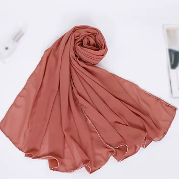 1 Buc Câmpia De Aur Margele Lanț De Bule Sifon Instant Hijab Eșarfă Doamnelor Înfășurați În Șaluri Musulman Bandă De Moda Maxi Islamic Sjaal