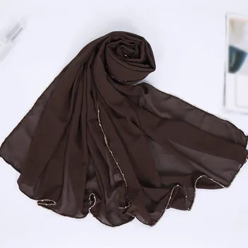 1 Buc Câmpia De Aur Margele Lanț De Bule Sifon Instant Hijab Eșarfă Doamnelor Înfășurați În Șaluri Musulman Bandă De Moda Maxi Islamic Sjaal