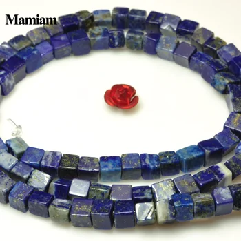 Mamiam Natural Lapis Lazuli Fațete Pătrat de Piatră Netedă Farmecele Rotund 4mm Margele Diy Brățară Colier de Bijuterii Face Cadou de Design