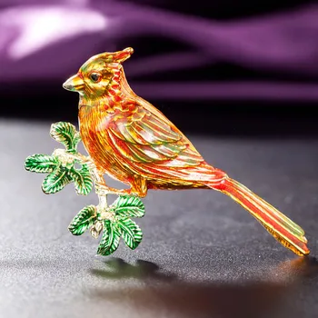 Email rosu Păsări broșe bijuterii pentru barbati de anul Nou Cuplu cadouri Rochie Pălării Guler Brosa Ace Animal Eșarfă Catarame joias