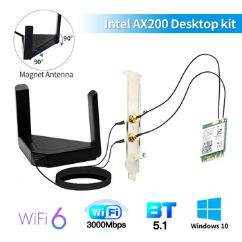 Wireless Dual band 3000Mbps 802.11 ax/ac Wi-Fi 6 Desktop Kit Intel AX200 Bluetooth5.0 placa Wifi 2.4 G/5Ghz AX200NGW Adaptor