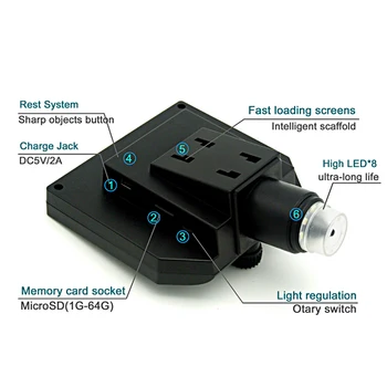 Electronic Microscop Digital Portabil LCD lipire lipire microscop cu 8 Led-uri Reglabile Built-in Baterie cu Litiu G600