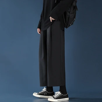 Nou stil Mens Negru coreean Pantaloni Largi Picior Japoneze Streetwear Joggeri Bărbați Harajuku Casual Pantaloni Barbati Pantaloni de Îmbrăcăminte