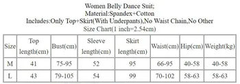 Belly Dance Costum cu Maneci Lungi de Sus Split Fusta Practică Haine Set adulți de sex Feminin Elegant Tricou Concurs de Performanță Îmbrăcăminte