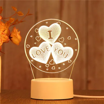 Ziua îndrăgostiților Lumina de Noapte de Dragoste Creative Model 3D din Acril cu LED Lumina de Noapte Pentru Acasă Decorative de Lumină USB de Încărcare Lampă de Masă