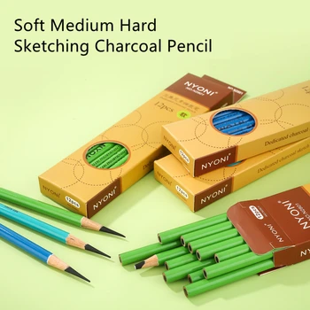 12 buc Profesionale Schiță Creion Carbune N-2801 Desen de Carbon Pen Moale Mediu Tare Manga materiale pentru Pictura