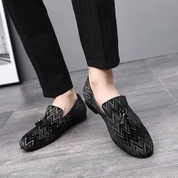 2020 Tassel Loafer Formale Pantofi de sex Masculin Încălțăminte Mărimea 37-48 Barbati Casual din Piele Petrecere de Nunta Rochie Pantofi Slip On a Subliniat Toe