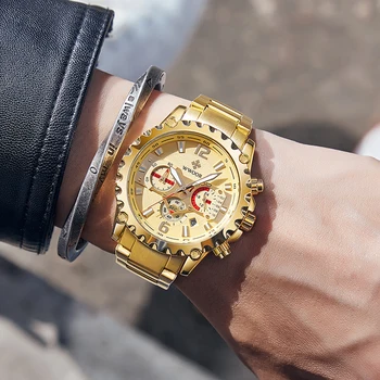 WWOOR 2020 Noul Ceas Pentru Barbati Brand de Top de Lux de Aur Impermeabil Cuarț Mens Ceasuri Design Unic Sport Plin de Oțel Încheietura mîinii Ceas Barbat
