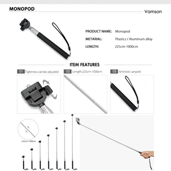 Selfie Monopod Trepied cu Clip Curea Cap Floaty Bobber Pentru Gopro Hero 5 4 3+ pentru SJ4000 pentru SJ7000 pentru pentru Xiaomi Yi 4 K VS43