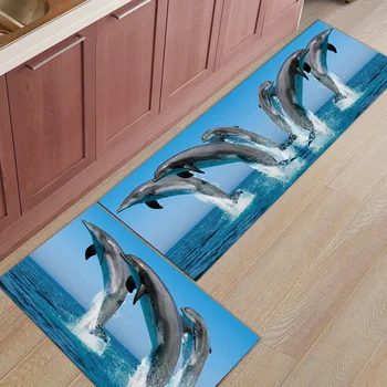 2 buc/set Delfin Imprimare Preșul de la Intrare Usa din Fata Covor Baie Bucatarie Camera de zi Covor Anti-Alunecare Animal Covorase