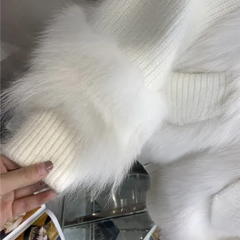 Toată pielea de vulpe blană sacou femei de iarnă naturale reale haină de blană de vulpe mozaic nurca cașmir maneca lunga haină de blană de lux