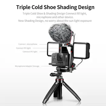 Ulanzi GP-5 Universal Vlog Flip Up Oglindă Sta Cu 3 Rece de Pantofi Pentru GoPro 5/6/7/8 GoPro Accesorii