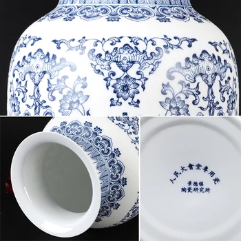 Jingdezhen Ceramică Vaza Retro Prost Albastru și Alb Portelan Aranjament de Flori Mari Vaze de Flori Uscate Vaza de Portelan