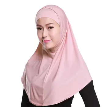 Femei 2 Piese de Culoare Solidă Amira Jersey Musulmane Hijab Moale de Bumbac Stretch Cap Eșarfă cu Tub Interior Underscarf Capac Capota