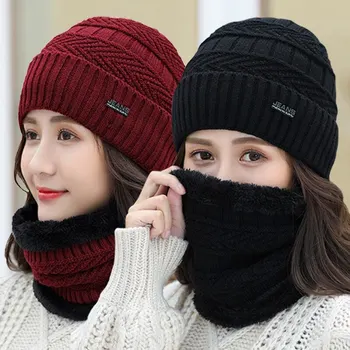 Balaclava Femei Tricotate Pălărie Eșarfă Capace Gât mai Cald Pălării de Iarnă Pentru Bărbați, Femei Chelioși Căciuli de Lână Cald Capac 6 Culori