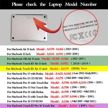 Cazul laptop Pentru APPle MacBook Air Pro 13 Retina de 13 inch cu Touch Bar 2019 Noi Pro 13 model A2159,New Air 13 model A2179 Acoperi