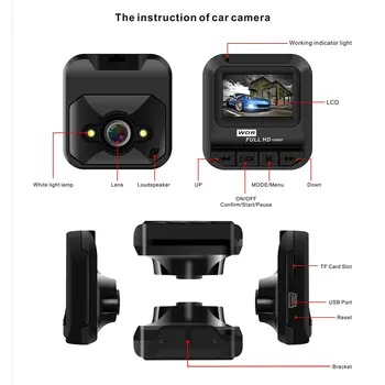 DVR auto Dash Cam 2K pentru Super Viziune de Noapte (400W Senzor, 160 Grade Unghi Larg de Lentile, Ecran de 2 Inch,G-Senzor)