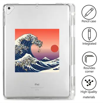IPad 2 3 4 de Caz Cu Pix Slot Val, Apus de soare Transparent Capac Moale iPad Pro a 5-a a 6-a Generație 9.7 10.2 11 12,5 la Mini 1 2 3 4 5
