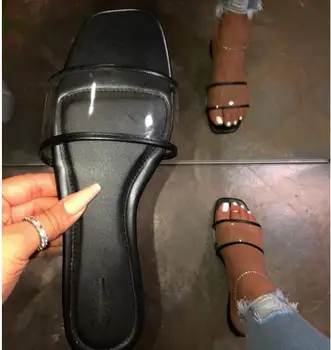 Femeile Transparent Sandale Femei Cu Toc Papuci De Casă Bomboane De Culoare Degetele De La Picioare Deschise Toc Gros De Moda De Sex Feminin Diapozitive 2020 Pantofi De Vara