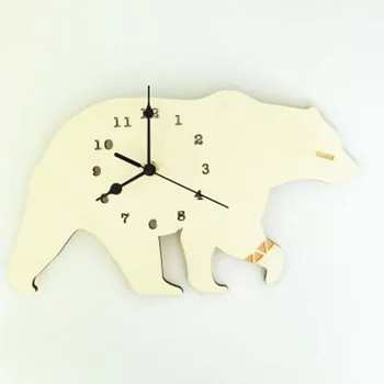 Urs Polar Copii Silueta Pepinieră Ceas de Perete Monocrom pentru Copii, camera pentru copii decor Figurine cadou recuzită Fotografie