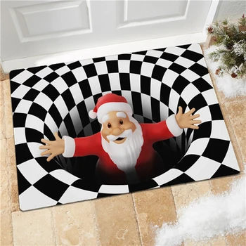 Interioară în aer liber de Crăciun Decor 3D Mos craciun Vortex Iluzie Preș Flanel Covor Living, Dormitor cu Usa Podea Mat Q