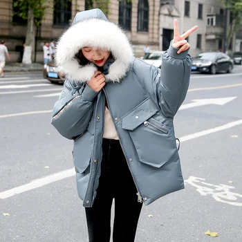 Cotday Bumbac Gros Scurt Broderie Vrac Cu Gluga Coreea Style Alb 2020 Nou Buzunarele Calde De Iarnă Pentru Femei Casual Parka Coat