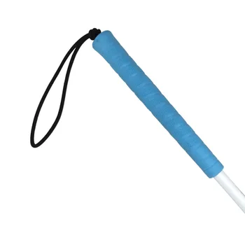 Fibra de Carbon Mobilitate Pliere Baston Alb,Albastru Mâner, 90cm-115cm, pentru Deficiențe de vedere și Nevăzători (se pliază în jos 5 secțiuni)