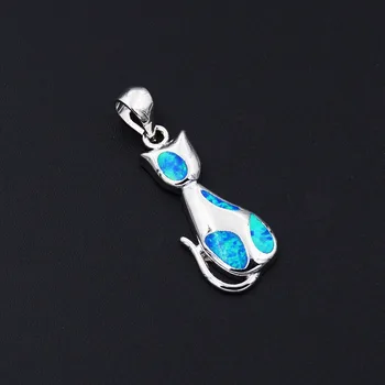 Fermecător Albastru Opal, Cat de Design Pandantiv Colier pentru Cadou