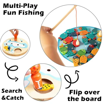 Netic din Lemn Joc de Pescuit Jucărie pentru Alfabet de Pește de Capturare Numărare Jocuri de societate Jucarii pentru 2 3 4 An Vechi Fată Băiat Ziua de nastere de Copii