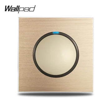 Wallpad Aur L6 Banda 1 intrerupator 1 Modul 2 Modul Satin Brushed Gold Placă de Aluminiu Push Buton de Revenire Cu LED Albastru Indicator