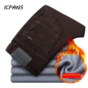 ICPANS Lână, Catifea, Pantaloni de Catifea Îngroșa Cald Iarna, Pantaloni Barbati Direct Slim Casual Pant 2020 Iarna