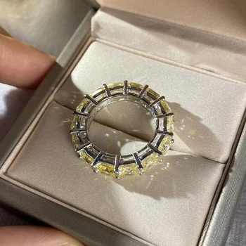 Un Fluture de Argint 925 Nunta Inel pernite SONA Galben Inel de Logodna cu Diamant de Lux Bijuterii