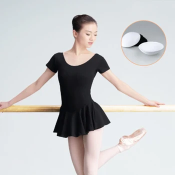 Adult Dans Balet Femei Rochie Lunga cu Maneci Scurte Dans Gimnastica Tricouri cu Pad Piept de Balet Profesionist Haine pentru Femei