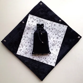 65x65cm Negru/Violet/Albastru/Bleumarin de Catifea Tarot Masă Flocking Tesatura Pentagrama Stil de Tarot Joc de Bord