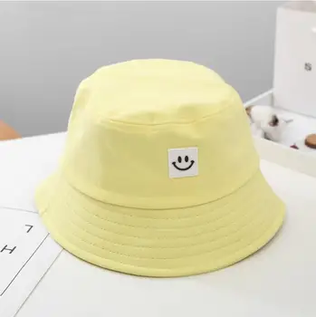 2020 Nou Zâmbet Fata Etichetate copii Găleată Pălării de toate se potrivesc stil simplu Capace copii bob pălărie de vară de moda pălărie de soare