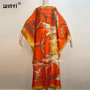 Kuweit Blogger de Moda Recomanda Populare tipărite Halat de Mătase Maxi rochii Lejere de Vară pe Plajă BohemianWINYI rochie lunga pentru doamna