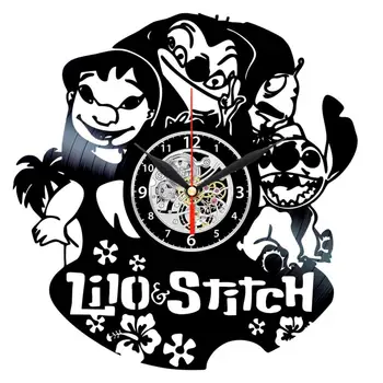 Lilo și Stitch Ceas de Perete de Vinil disc de Vinil Ceas Retro de Epocă Manual de Cadou Cameră în Stil Decoratiuni Casa Mare Cadou Ceas