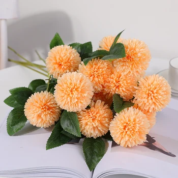 CHENCHENG 5 Piese / Lot 3 Cap Flori Artificiale de Mătase Minge de Flori de Papadie Buchet Crizantema de Nunta Decor Acasă