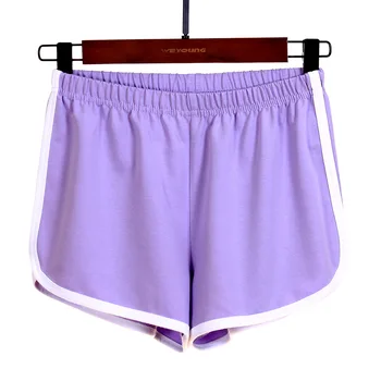 Bumbac Pentru Femei Pantaloni Scurți De Vară Violet Plus Dimensiune Tiv Cusut Elastic Talie Mare Libertate Larg Picioarele Casual Sex Feminin Acasă Confortabil Pantaloni Scurți