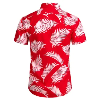 Frunze de palmier de Imprimare Tricou Bărbați Vară 2020 Buzunar Mens Tricou Hawaii Liber Casual Bumbac Aloha Camasi Camasa Homme Hawaii Camisas